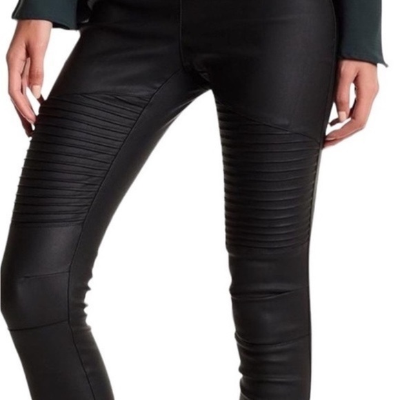 OOBER SWANK Coated High Waisted Moto Leggings black size L - Picture 5 of 5
